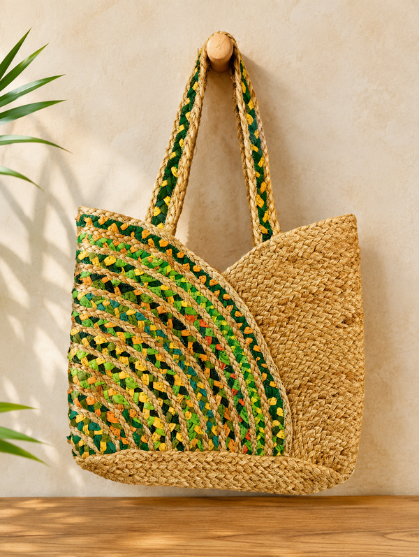 Forest Bloom Jute Tote