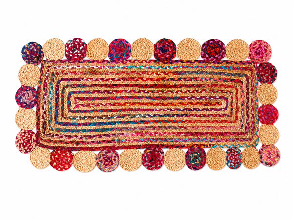 Multi-Color Circle Edge Jute Rug