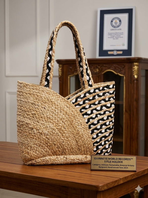 Gold Jute Black & White Cotton Premium Bags For Daily Use And Gift