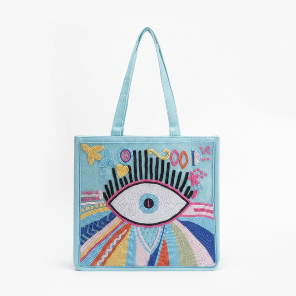 Blue Cotton and Glass Beads Handicrafted Premium Evil Eye Bags