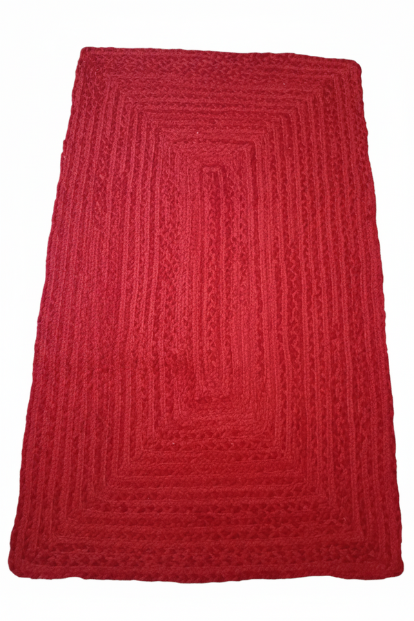 Ruby Red Hand-Braided Rug