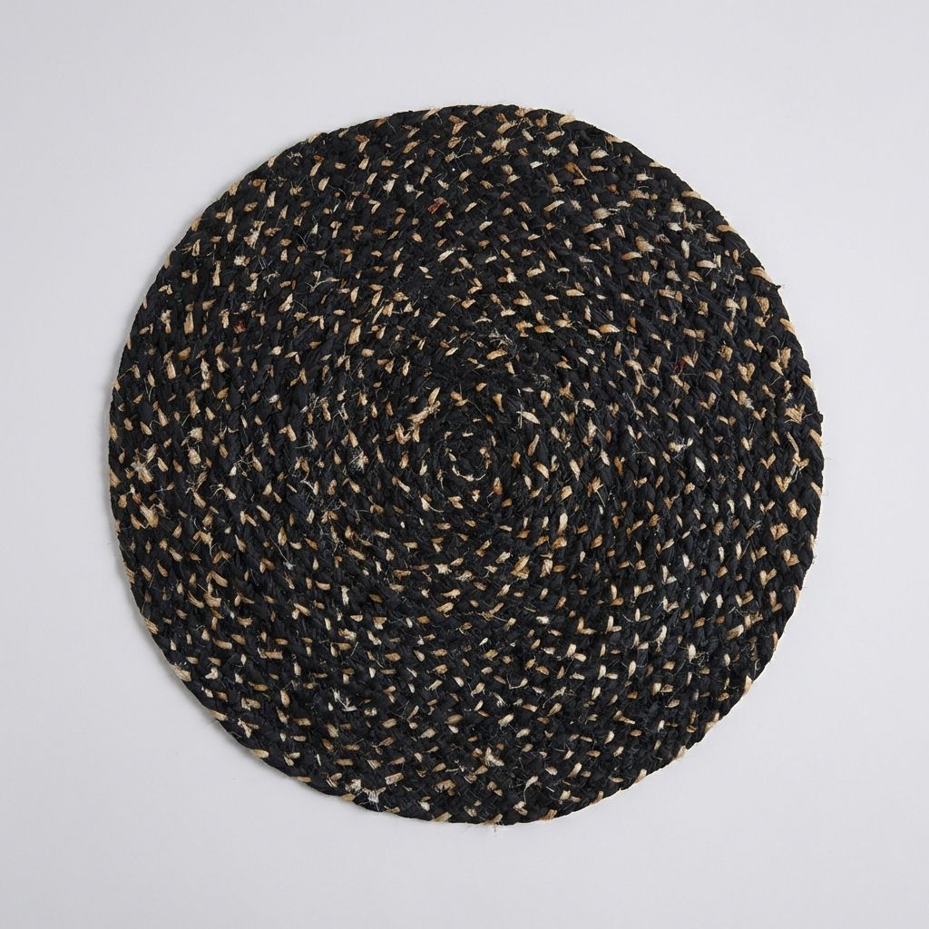 Black And Brown Premium Cotton Braided Table Mat For Home Decor