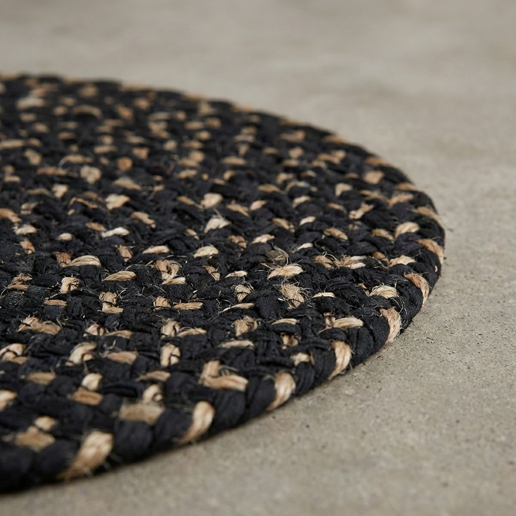 Black And Brown Premium Cotton Braided Table Mat For Home Decor