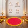 Red And Yellow Premium Cotton Rangoli Mat For Home Decor