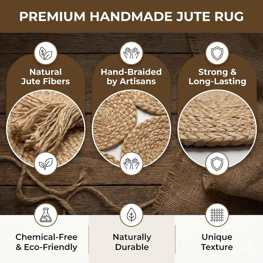 Gold Premium Jute Floor Mat For Home Décor