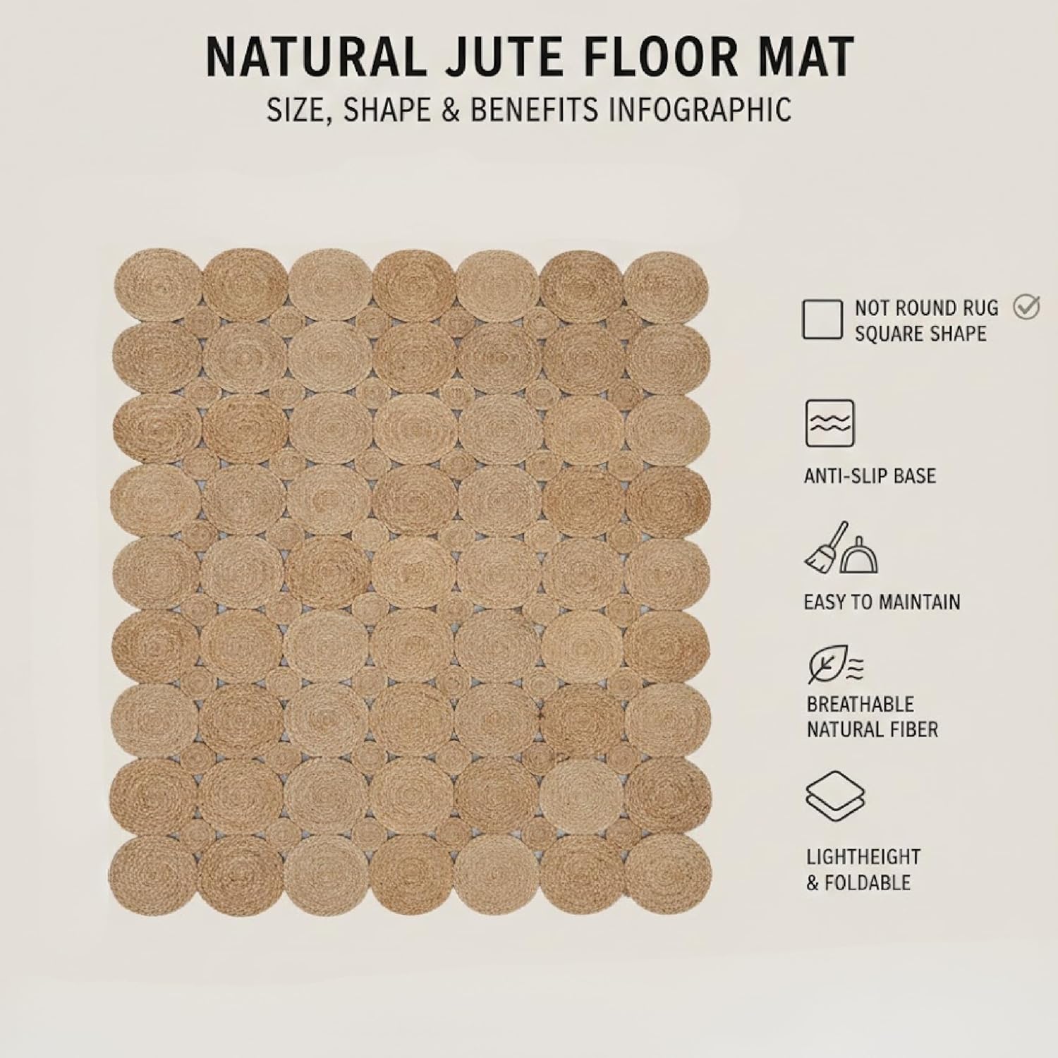 Gold Premium Jute Floor Mat For Home Décor