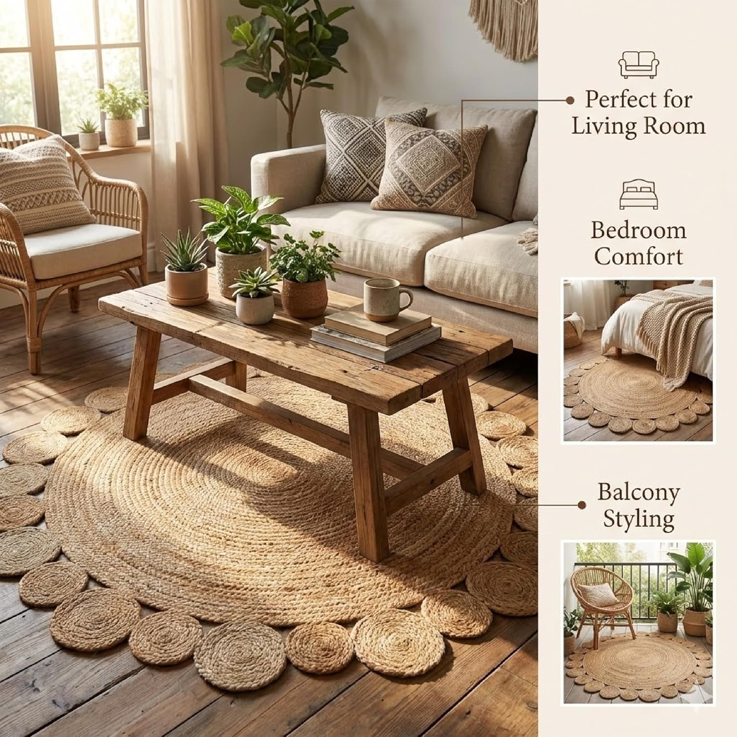 Jute Premium Jute Floor Mat For Home Decor