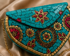 Emerald Mandala Jute Clutch