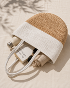 Two-Tone Natural Jute Bag with Zip