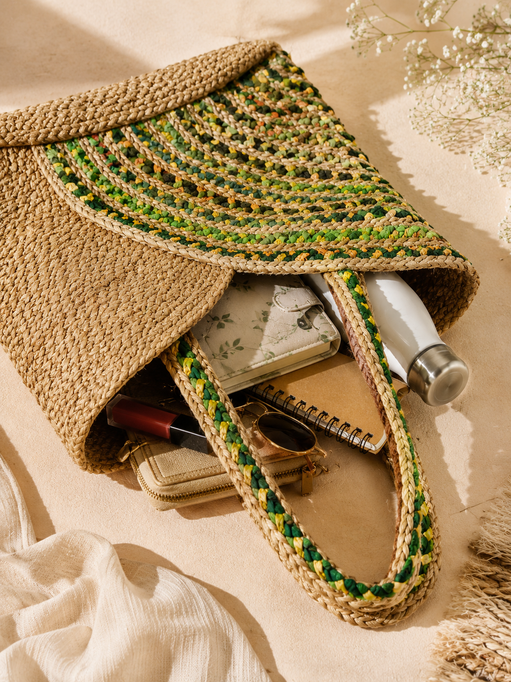 Forest Bloom Jute Tote