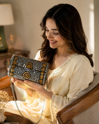Moonlit Heritage Jute Clutch