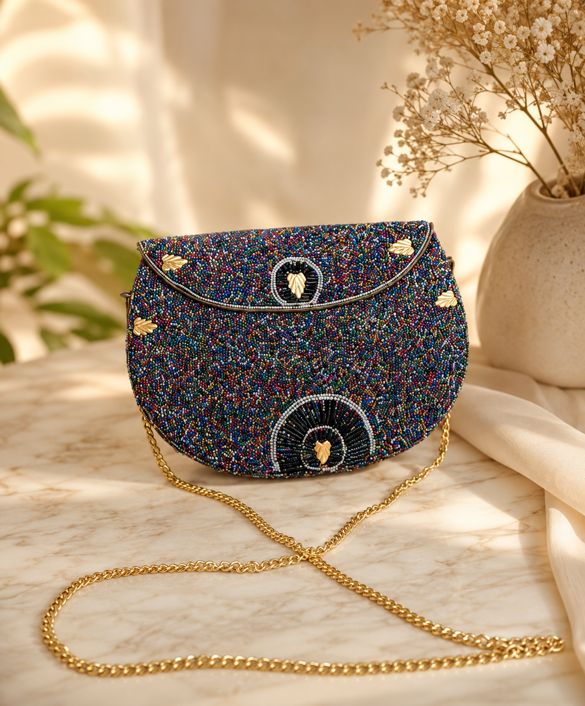 Celestial Sparkle Jute Clutch