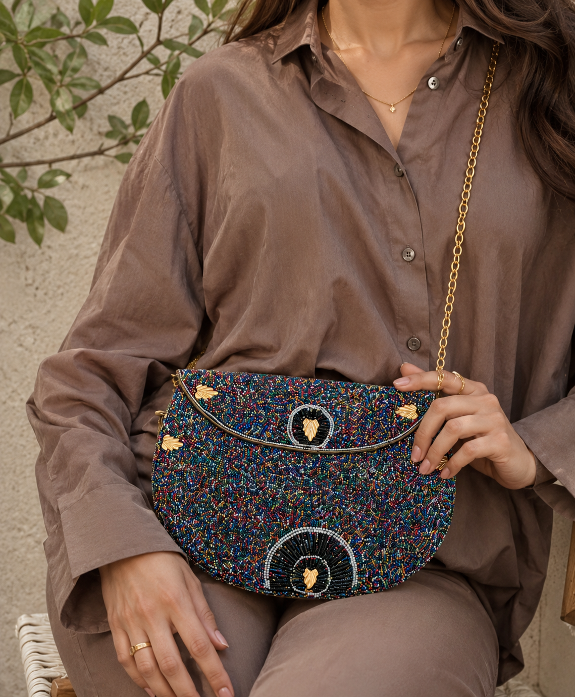Celestial Sparkle Jute Clutch