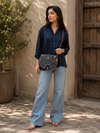 Celestial Sparkle Jute Clutch