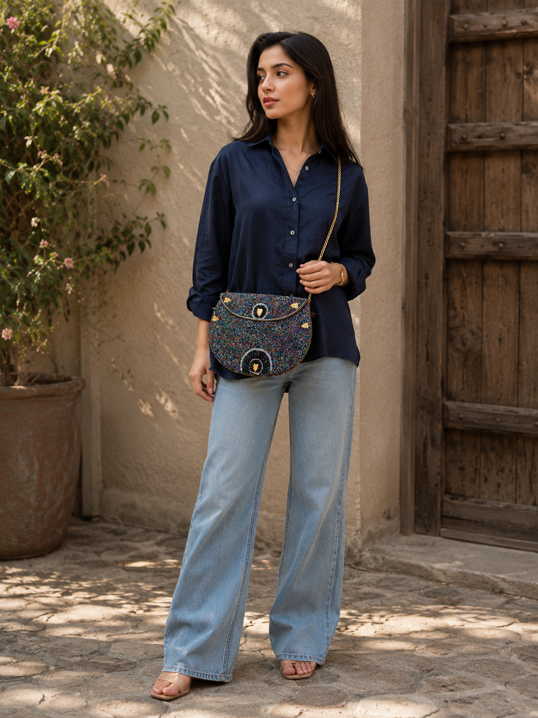 Celestial Sparkle Jute Clutch