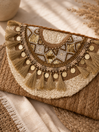 Golden Heritage Tassel Jute Pursce