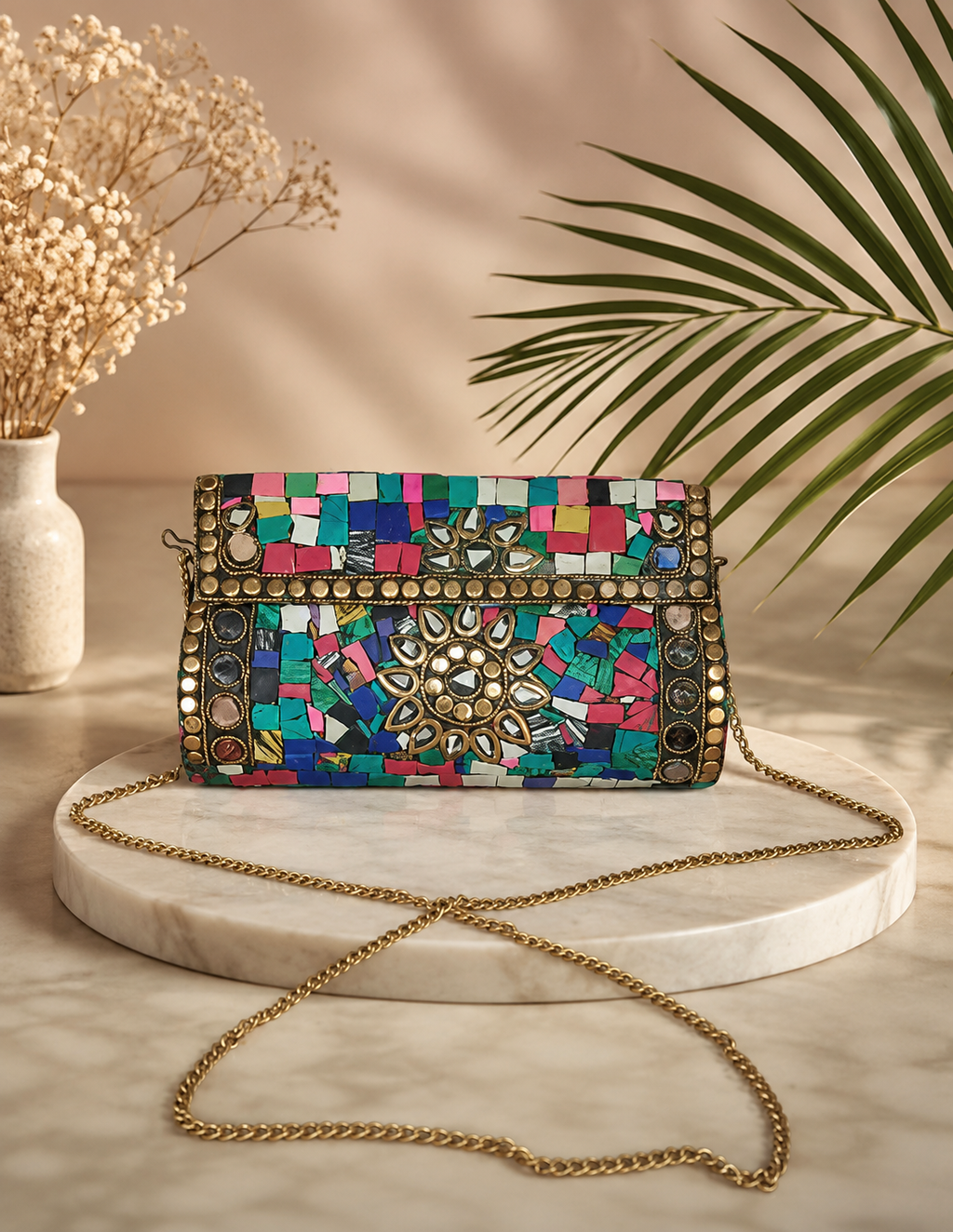Vintage Treasure Jute Clutch