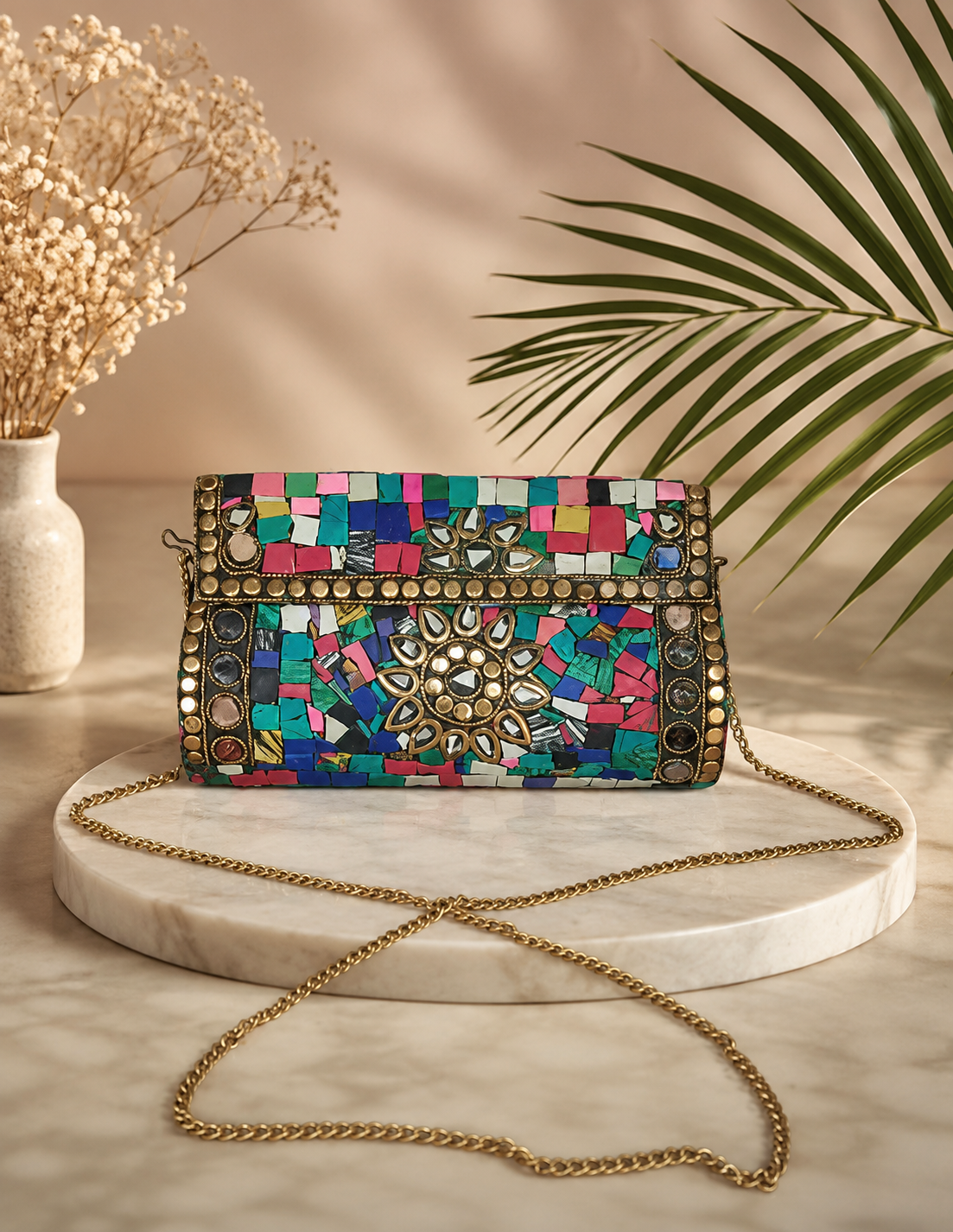 Vintage Treasure Jute Clutch