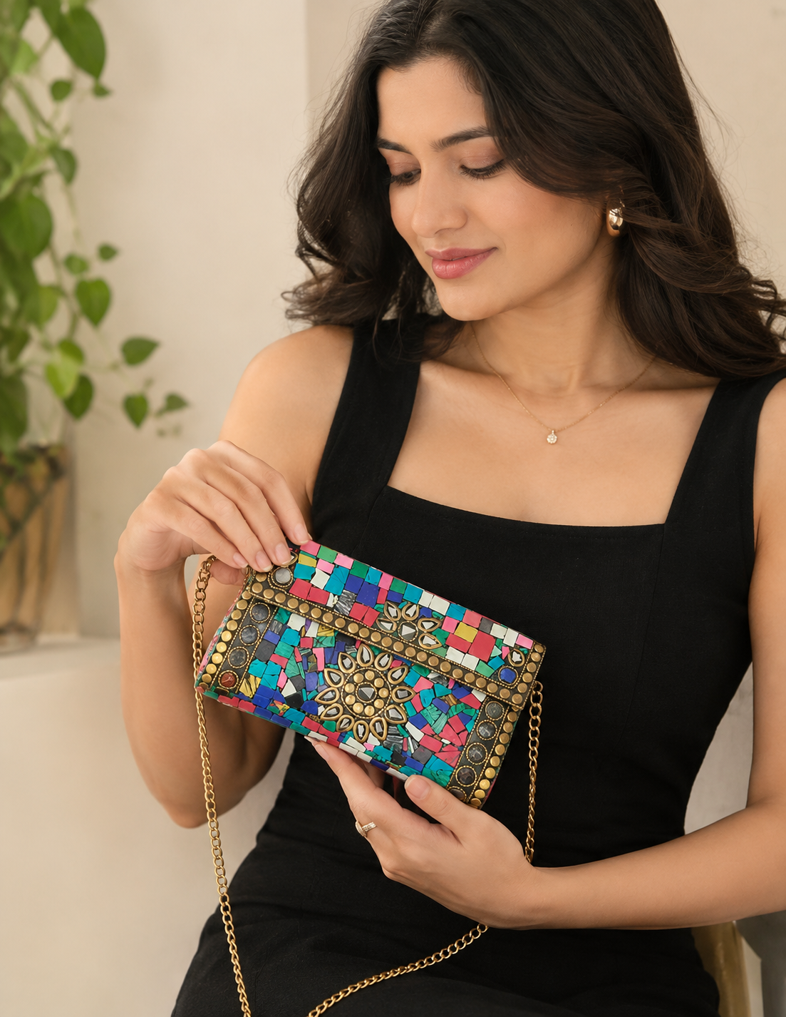 Vintage Treasure Jute Clutch