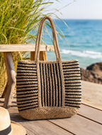 Classic Stripe Woven Tote Bag