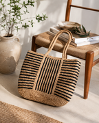 Classic Stripe Woven Tote Bag