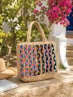 Multicolor Straw Tote Bag