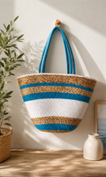 Handmade Jute & Cotton Rope Tote Bag | Eco-Friendly Zipper Bag | 39×25 cm