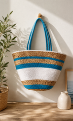Handmade Jute & Cotton Rope Tote Bag | Eco-Friendly Zipper Bag | 39×25 cm