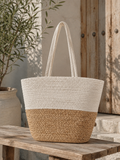 Two-Tone Natural Jute & Cotton Tote
