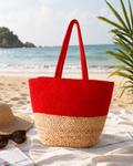 Two-Tone Natural Jute & Cotton Tote