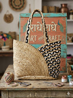 Gold Jute Black & White Cotton Premium Bags For Daily Use And Gift
