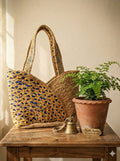 Gold Jute Yellow Dark Blue Cotton Premium Qulitay Bags Daily And Gift Use