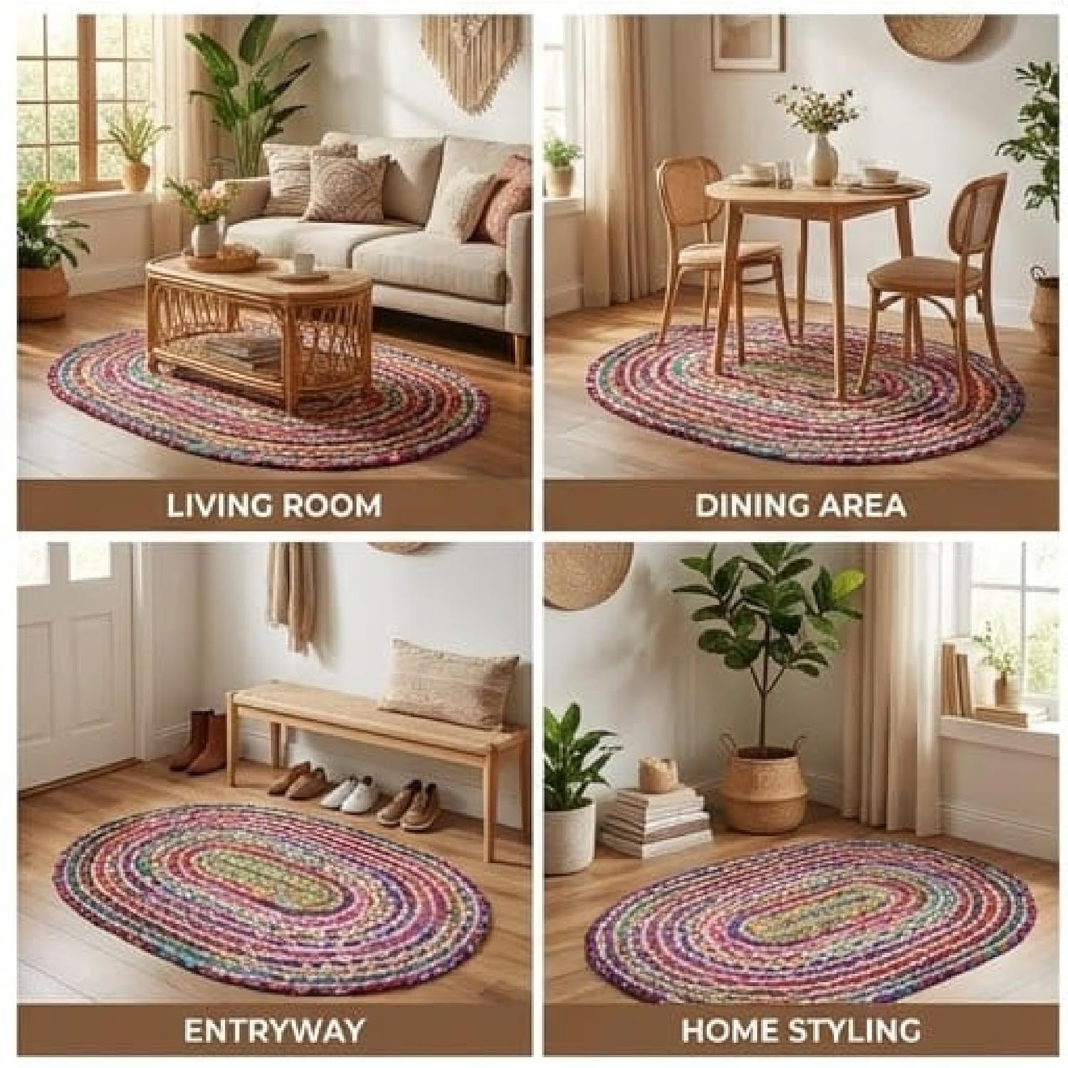 Multicolor Premium Cotton And Jute Jute Mat For Home Decor