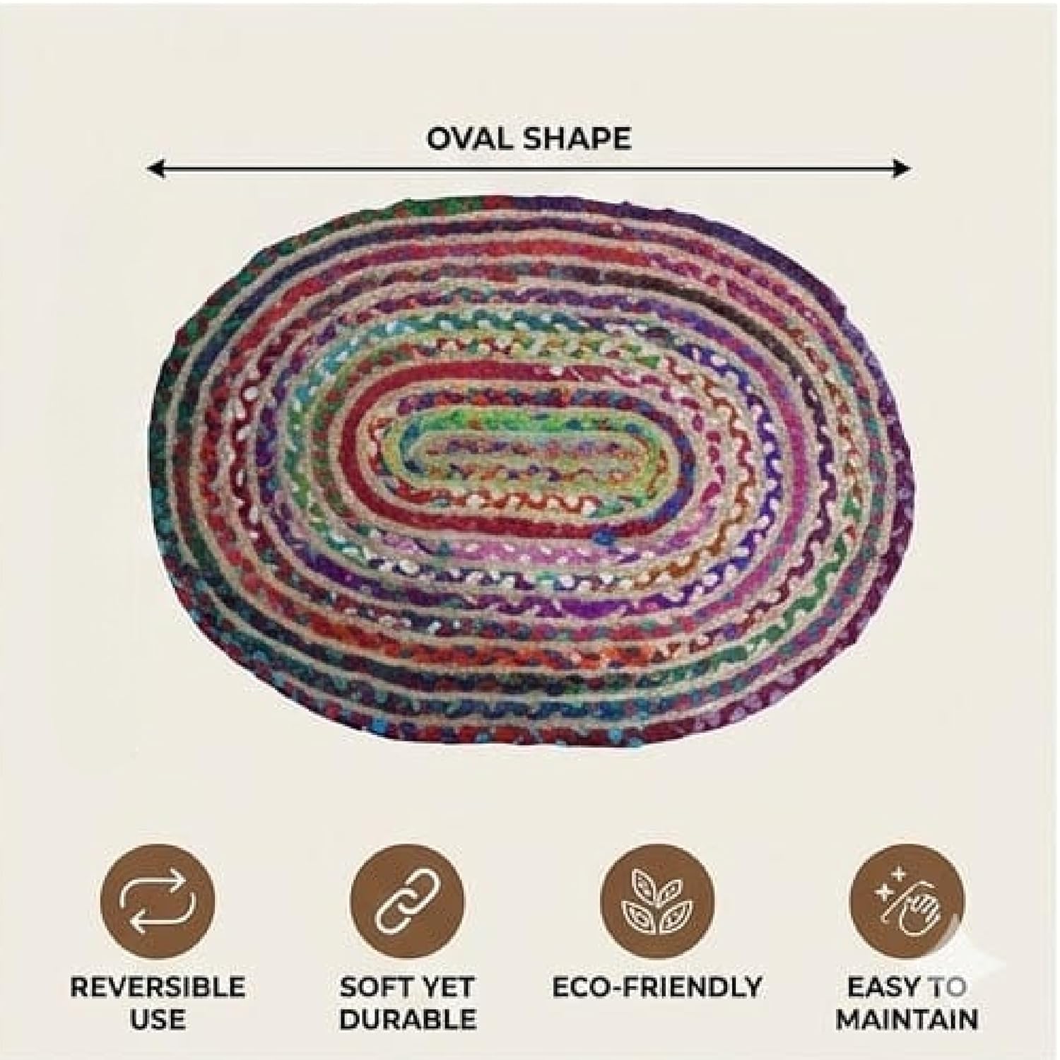Multicolor Premium Cotton And Jute Jute Mat For Home Decor