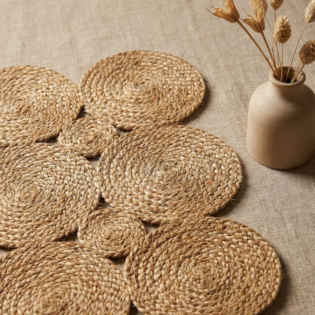 Gold Premium Jute Floor Mat For Home Décor
