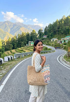 Handmade Jute & Cotton Tote Bag | Gift & Daily Use | 33×46 cm