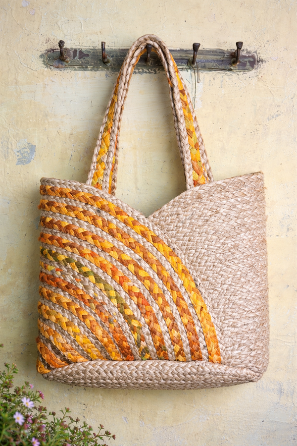 Yellow And Jute Premium White And Brided Jute And Multi Cotton Bags For Home Decor