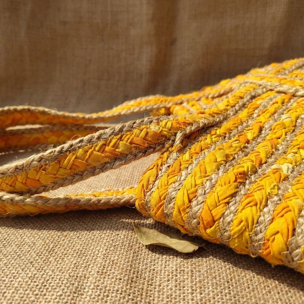 Yellow And Jute Premium Yellow Multi And Jute And Cotton Bags For Home Decor