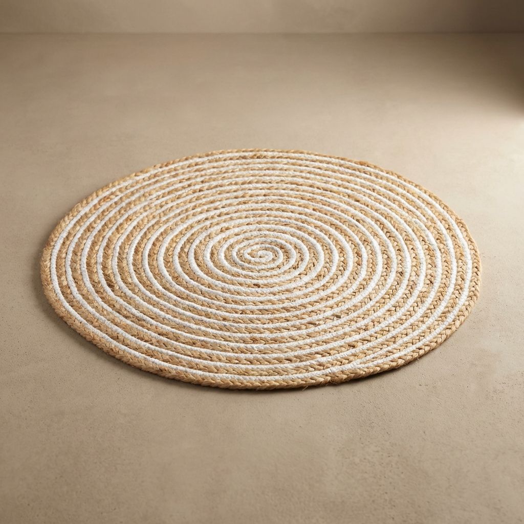 Jute And White Premium Jute And Cotton Dori Mat For Home Decor