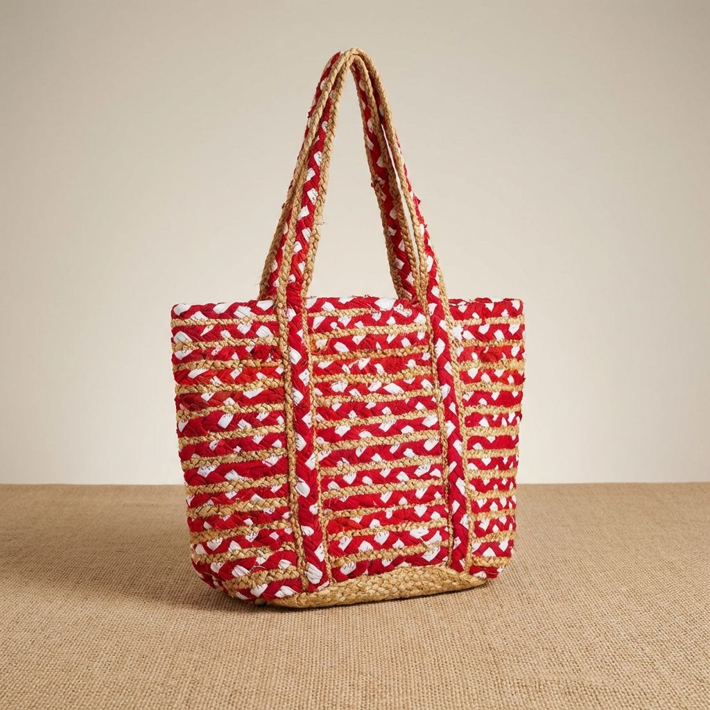Red And Jute Premium Red Multi And Jute Bags For Home Decor