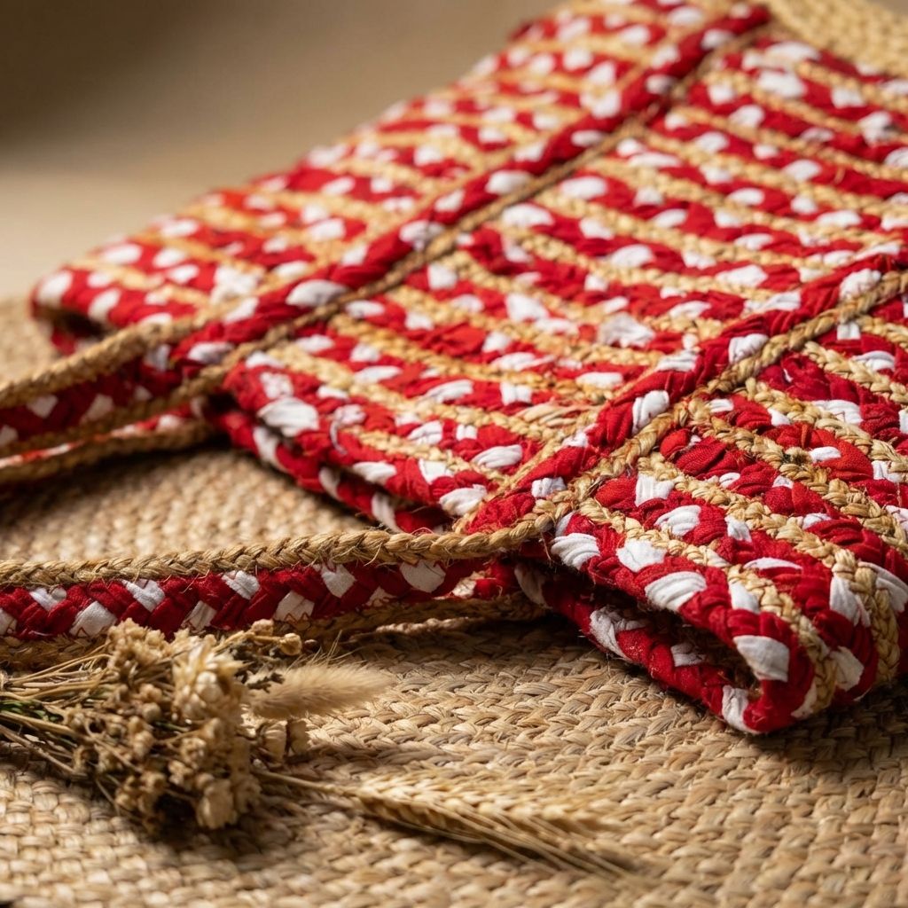 Red And Jute Premium Red Multi And Jute Bags For Home Decor
