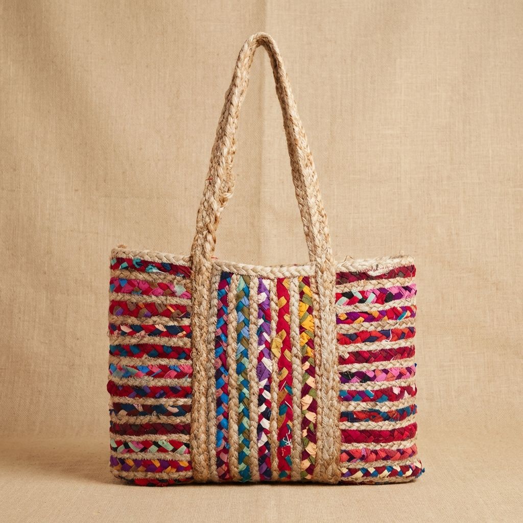 Multicolour And Jute Premium  Cotton And Jute Bags For Home Decor