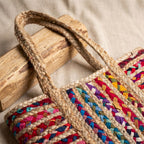 Multicolour And Jute Premium  Cotton And Jute Bags For Home Decor