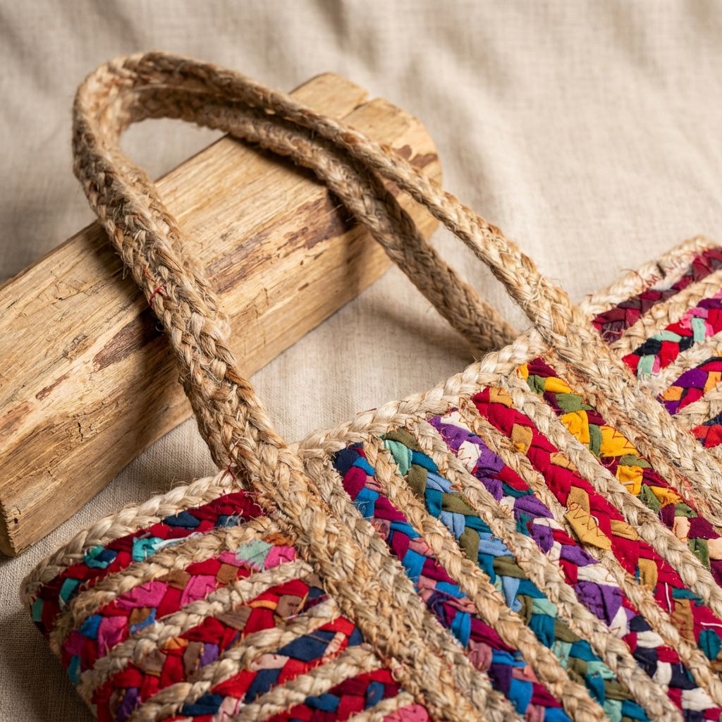 Multicolour And Jute Premium  Cotton And Jute Bags For Home Decor