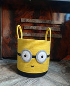 Handmade Yellow Minion-Inspired Braided Rope Basket
