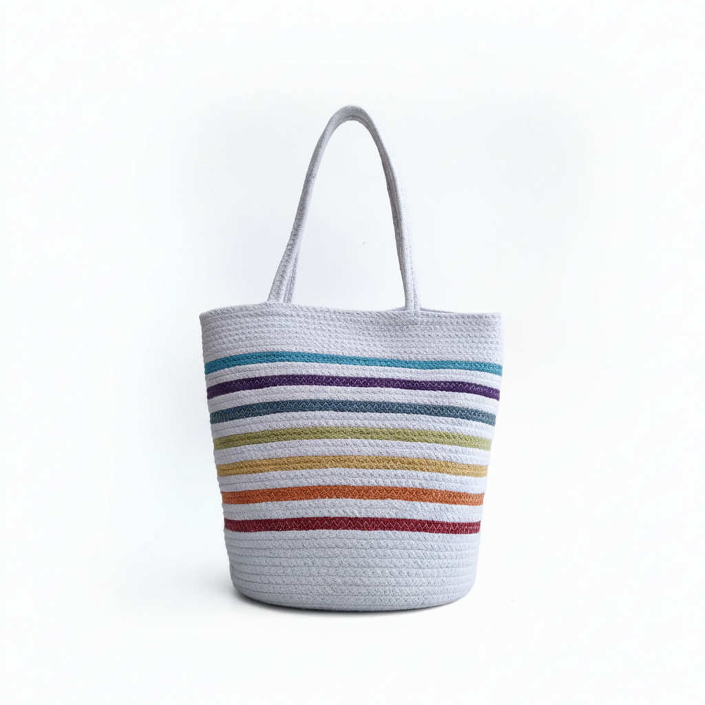 Handcrafted Cotton Rope Tote Bag | Natural Boho Shopping Bag