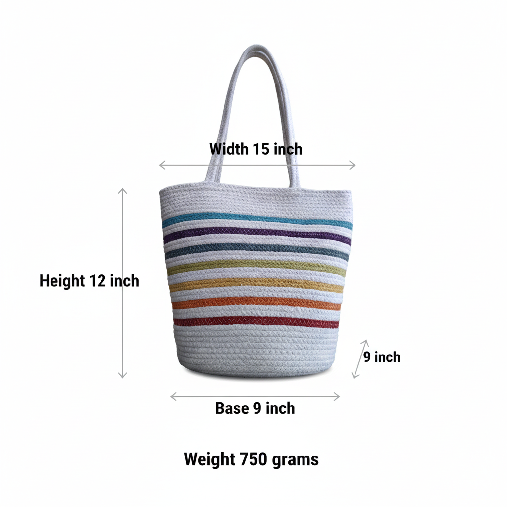 Handcrafted Cotton Rope Tote Bag | Natural Boho Shopping Bag