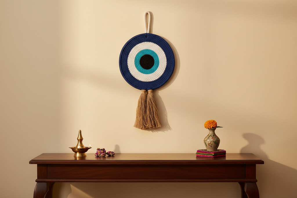 Natural Cotton Dori Evil Eye | Handcrafted Boho Wall Decor