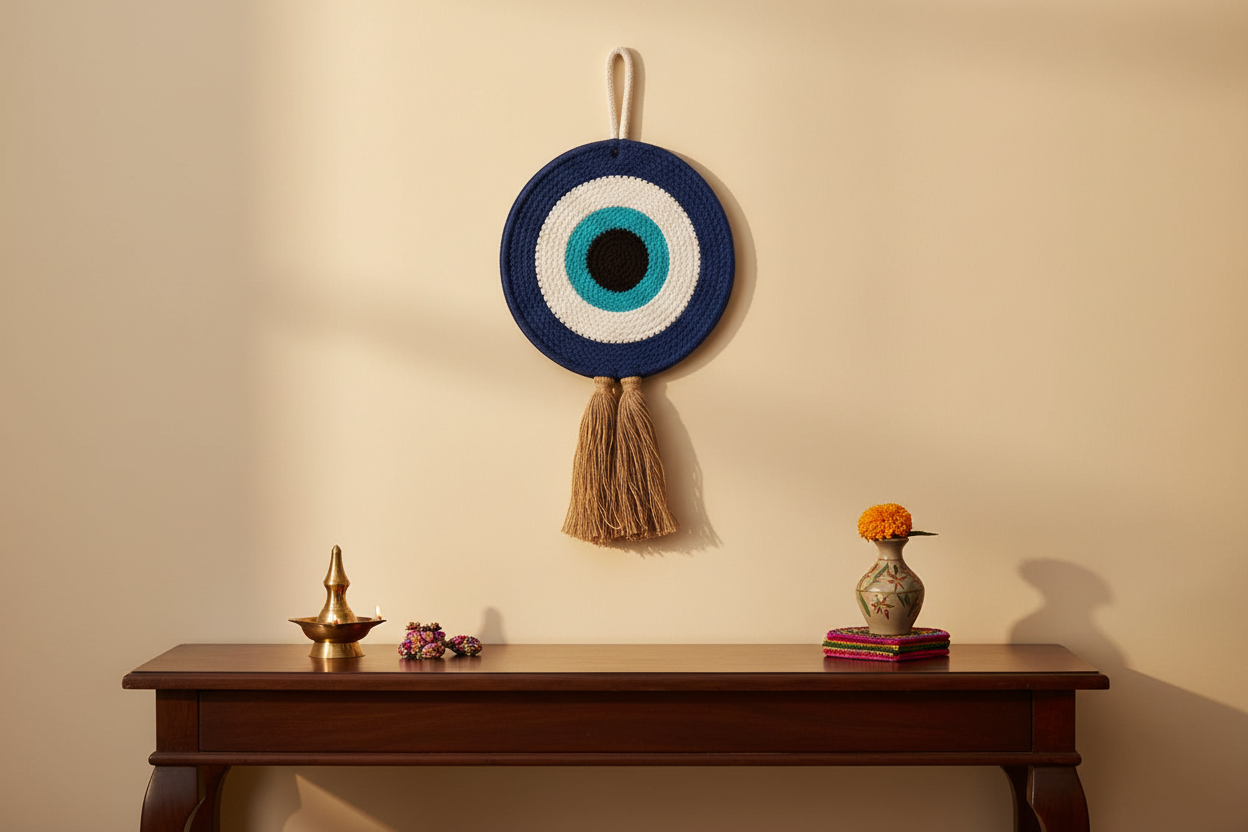 Natural Cotton Dori Evil Eye | Handcrafted Boho Wall Decor
