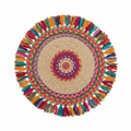 Premium Jute & Cotton Round Floor Mat | Handmade Home Decor